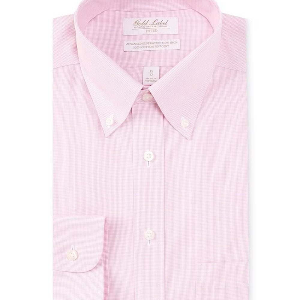 Gold Label Roundtree & Yorke Fitted Non-Iron Point Collar Dress Shirt
